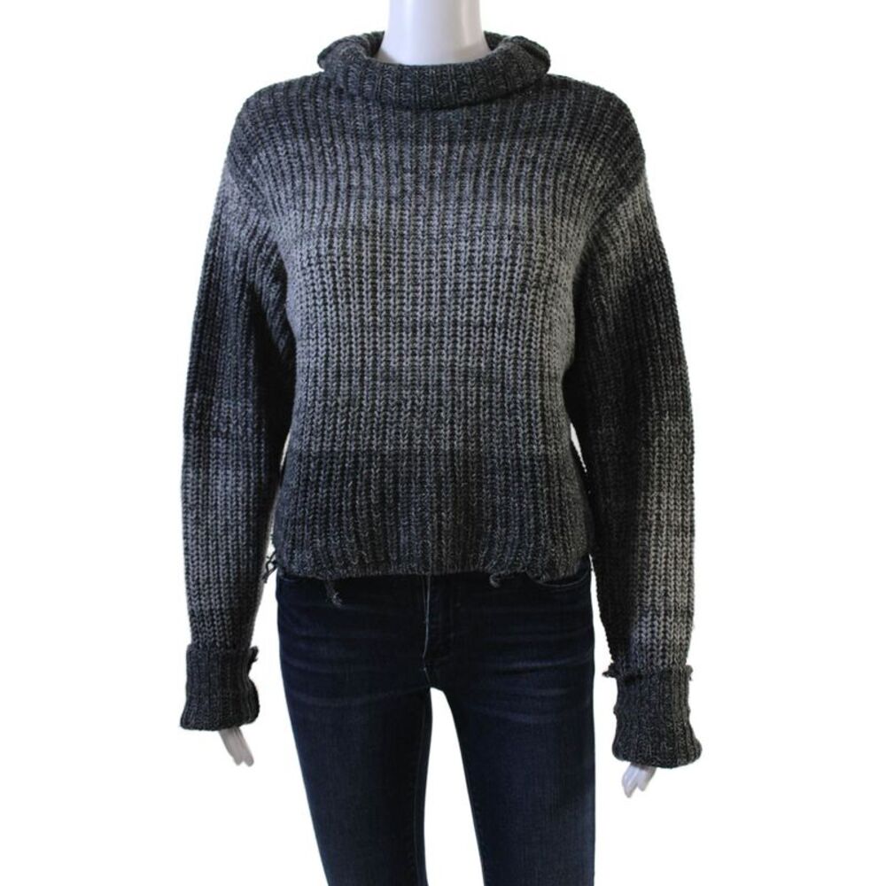 R+A Unisex Dark Gray 100% Cotton Mock Neck Pullover Sweater Size XS